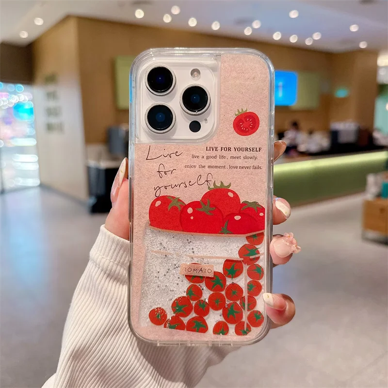 Capa Líquida com Areia Movediça e Glitter para iPhone 17 Pro, 16, 15, 14 Pro Max - Capa Traseira Rígida com Areia Movediça e Glitter