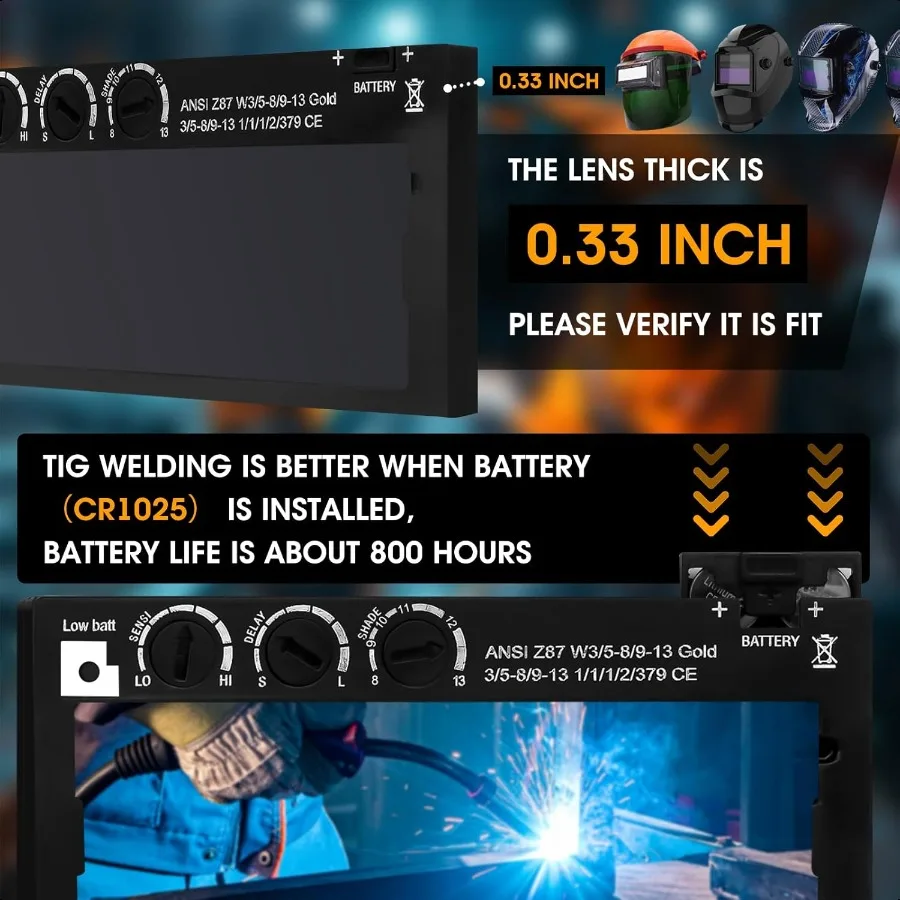 Сварочная линза 2x4 с автоматическим затемнением и регулируемым оттенком 813 2x4 1 4 HD, сменная сварочная линза для блинных трубопроводников, сварочные вытяжки