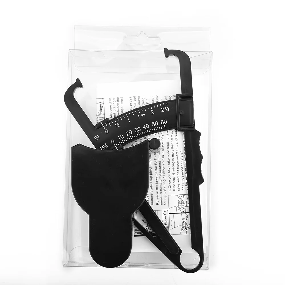 1set 70mm Skinfold Body Fat Caliper Set with Measure Tape Body Fat Monitors Body Fat Tester Skinfold Measurement accessory