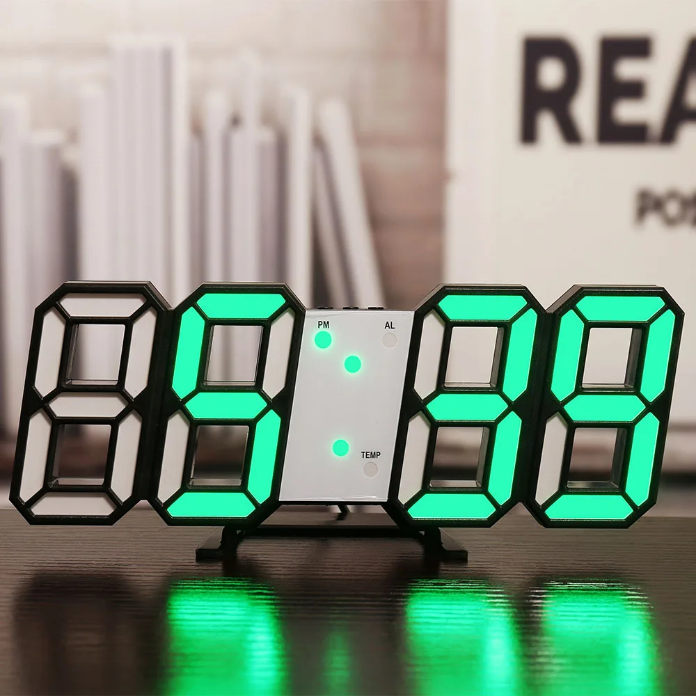 USB 3D LED Digital Table Clock Wall Alarm Clock Digital Display With Temperature Humidity Calendar Home Decor