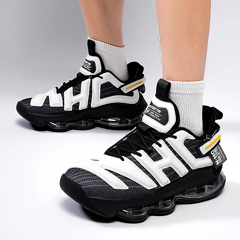 

plus Size 45 Mens Chunky Sneakers Designer Air-Cushioned Basketball Shoes Fashion Casual Leather Platform Height Increase