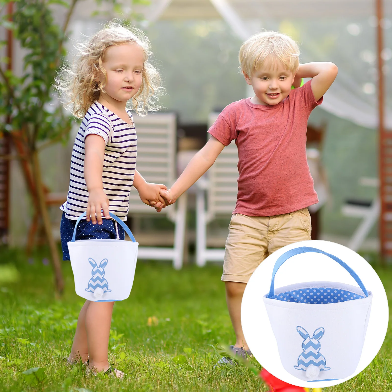 

1Pcs Rabbit Candy Basket Easter Theme Printed Cotton Storage Bag for Party Decoration and Gift Holding Adorable Bunny Basket