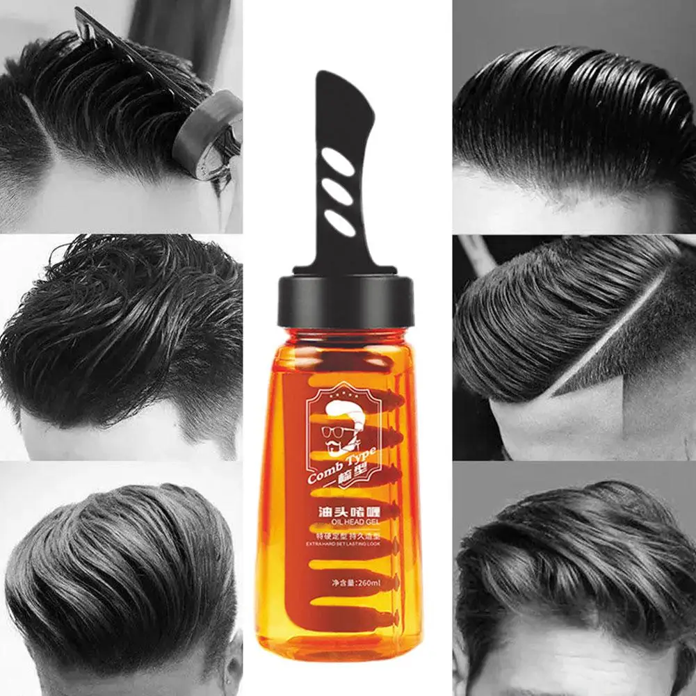 Gel de cera para el cabello para hombres, herramienta de peinado de aceite esponjoso de larga duración, pomada de secado rápido, 100/260ml