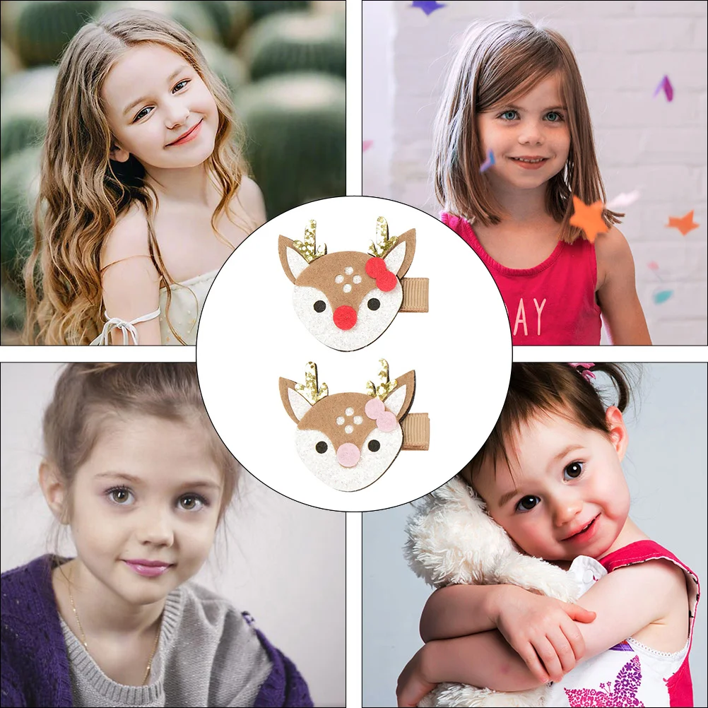 

4Pcs Christmas Elk Hair Clips Glitter Deer Design Xmas Hairpins Hair Decorations Lovely Holiday Headdress