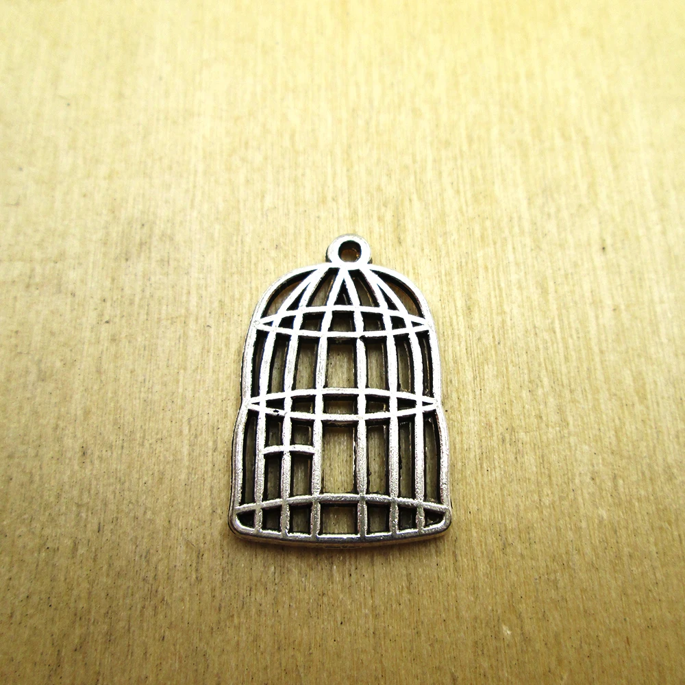 12pcs/lot  26x16mm Charms  2 sided bird cage charm pendants DIY necklace/ bracelets  charms antique silver tone