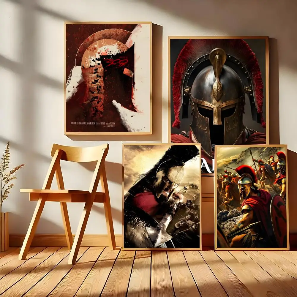 R-Retro 300 Spartans Warrior Last Spartan Poster Matte Self-Adhesive Wall Art Print Living Room Bedroom Home Decor