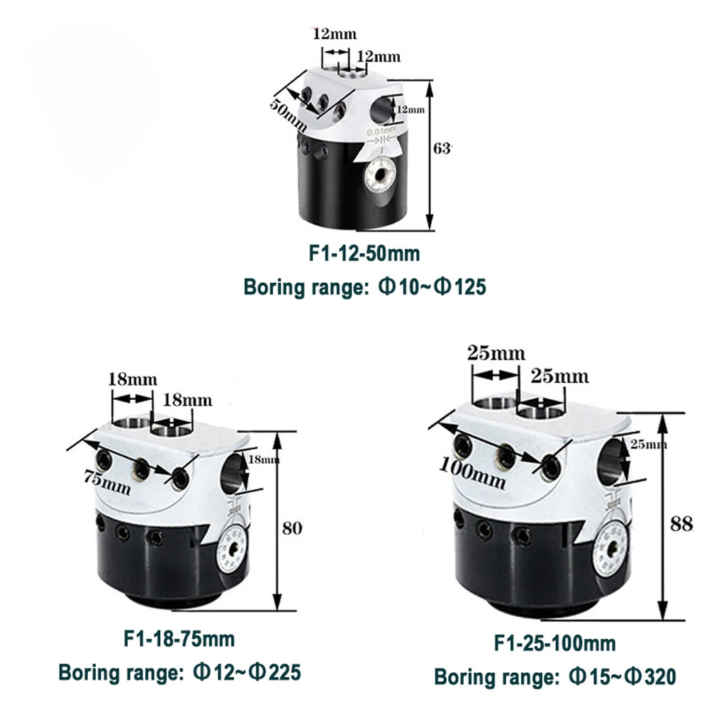 Cabezal de perforación tipo F1, soporte de fresado de barra de perforación de torno, herramientas de fresadora, F1, 2/3/4 pulgadas, 50/75/100mm, 12/18/25mm