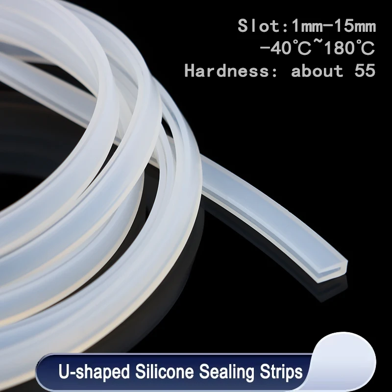 

1m Silicone Rubber Seal Strip U Shape Solid Gasket Soft Window Car Door Shower Frameless Glass Edge Weatherstrip Protect