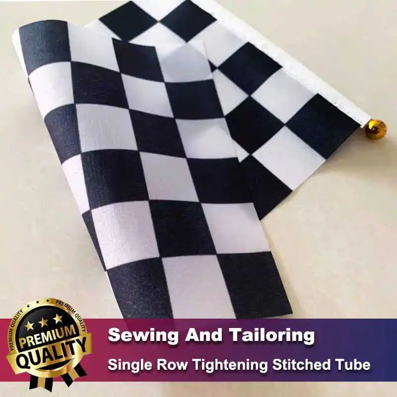 10PCS Checkered F1 Flag Auto Racing Car Sport Small 14x21cm Polyester Chequered Printed Mini Handheld Stick Flags And Flagpoles