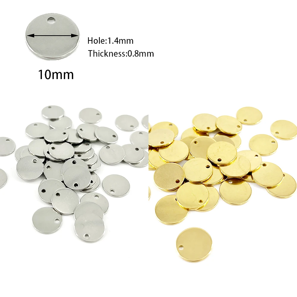 100 stks/partij Custom Pandant Rvs Blank Stempelen Dog Tags Charms Staal Goud Kleur Tag Persoonlijkheid Lasergravure LOGO
