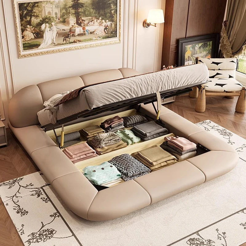 Platform Princess Massage Bed Bedroom Double Luxury Modern Sofa Bed Leather Sleeping Letto Matrimoniale Lounge Suite Furniture