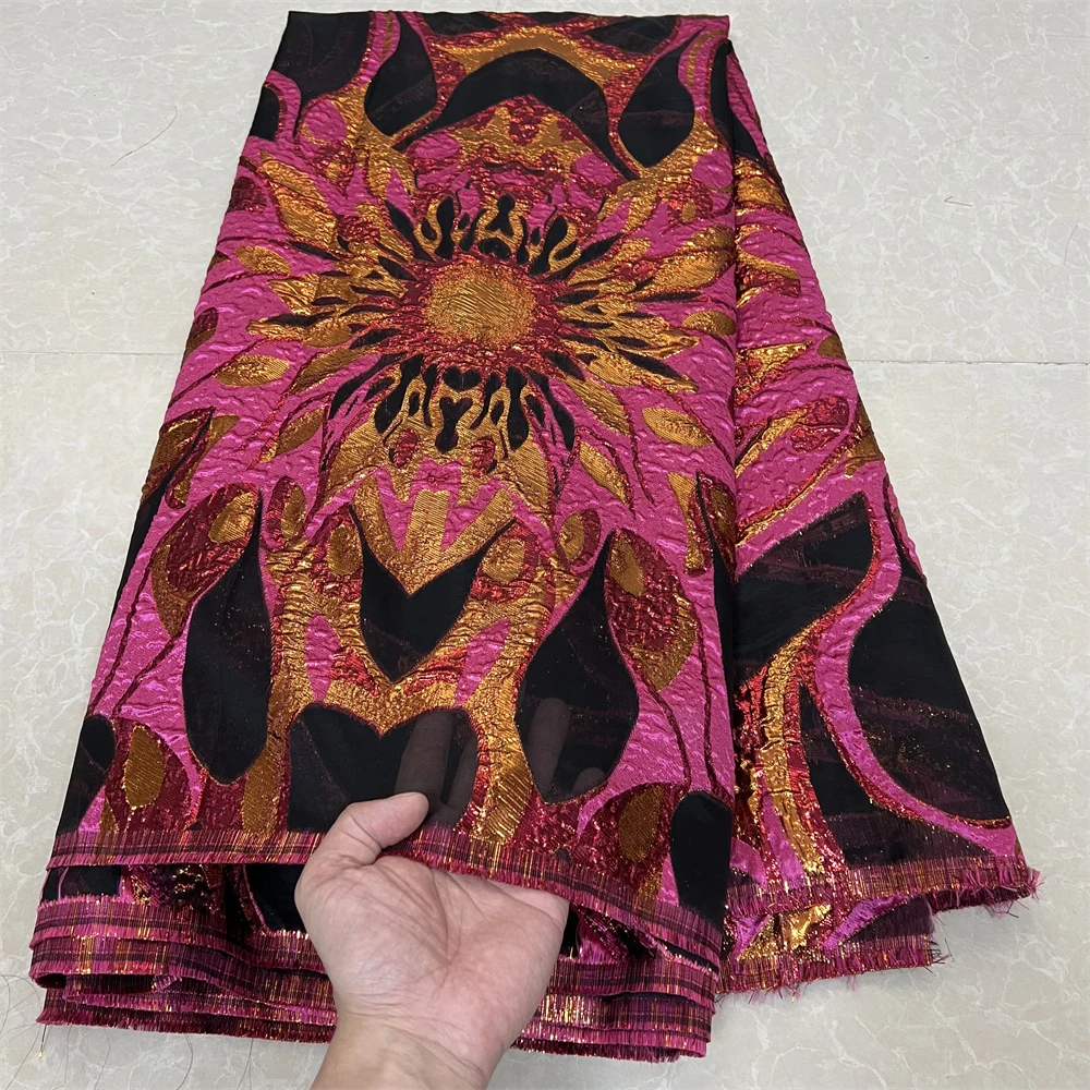 قماش دانتيل جاكار نيجيري أفريقي مطرز، تطريز، 2025، فساتين سهرة، تول، كربون، قماش لكل متر، جودة عالية، 5 ياردات #4