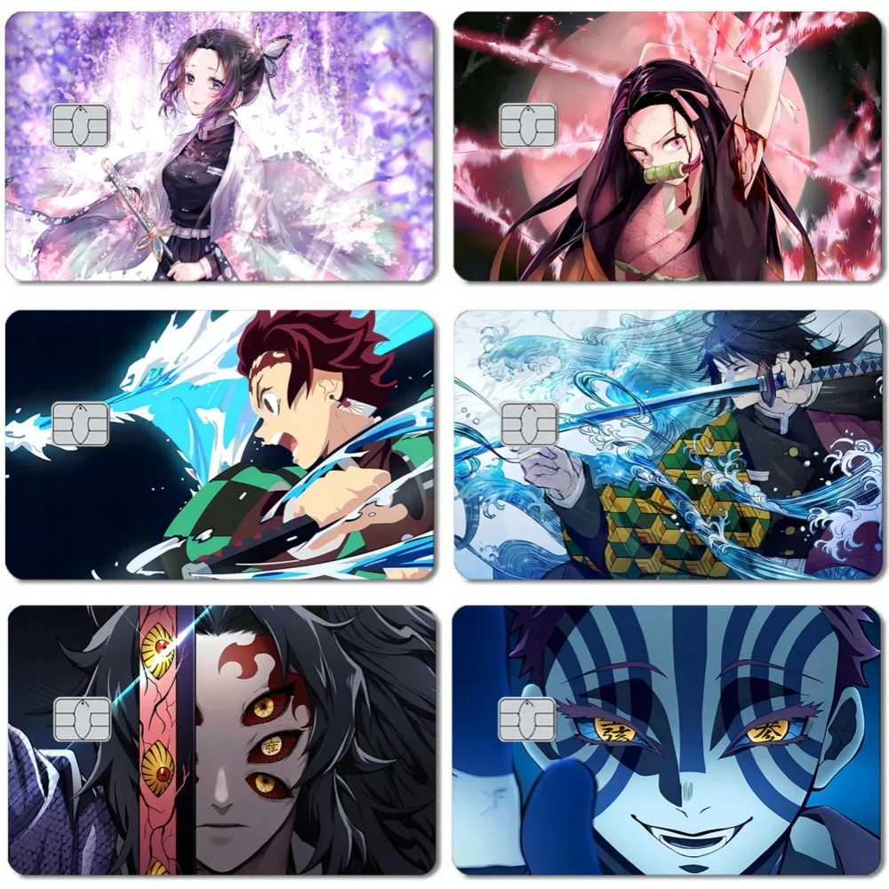 أنيمي شيطان Salyer Tanjirou Nezuko 2.5D HD ماتي PVC ملصقات فيلم الشريط الجلد لبطاقة الائتمان بطاقة الخصم ملصق مضاد للمياه الهدايا