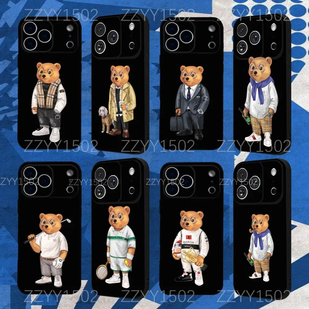 

Fashion B-Baron Filou Bear Phone Case For iPhone 17,16,15,14,13,12,11,X,XS,8,7,Pro,Max,Plus,E,SE4,Air,Mini Black Funda Shell