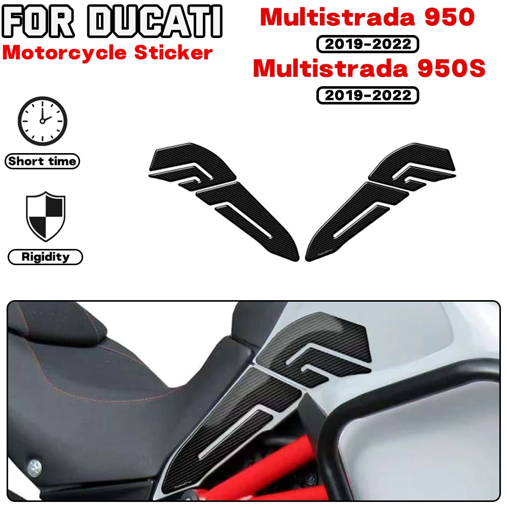 

For DUCATI Multistrada 950 950S 2019 2020 2021 2022 Motorcycle Side Fuel Tank Pad Knee Decal Protection Stickers Carbon-look