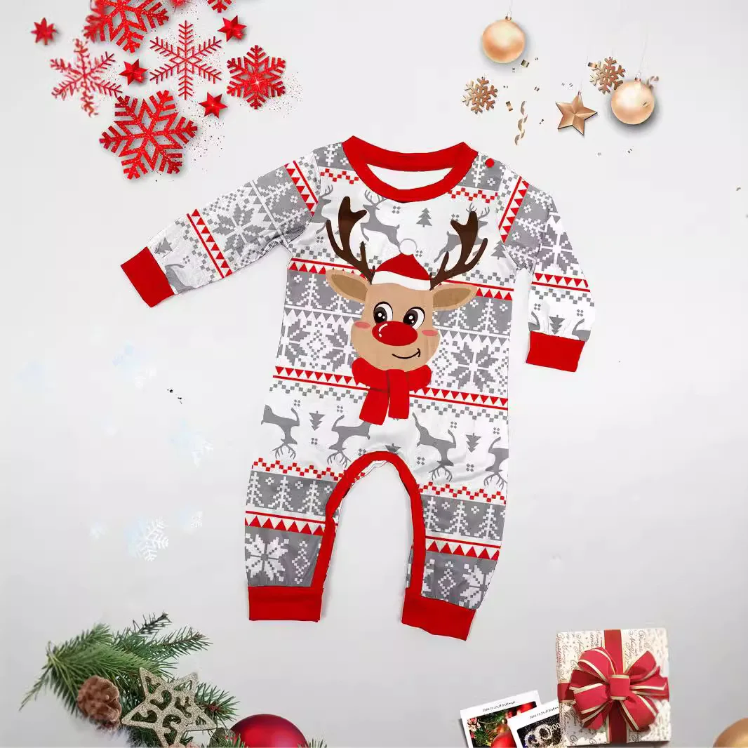 2025 New Christmas cartoon printed parent-child set, cross-border European Christmas home wear, family set, pajamas