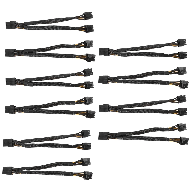 

10PCSGPU Pcie 8 Pin Female To Dual 2X 8 Pin (6+2) Male PCI Express Power Adapter Braided Y-Splitter Extension Cable,20Cm