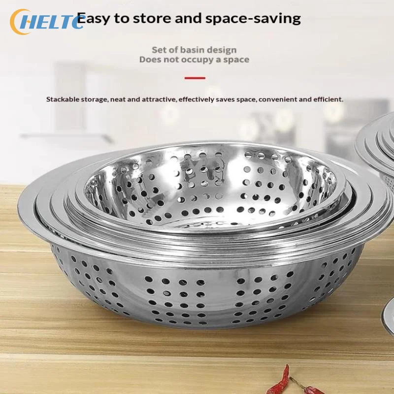 

Ситечко для риса из нержавеющей стали 2224/2628/30/34 см, большой дренажный контейнер, кухонный помощник