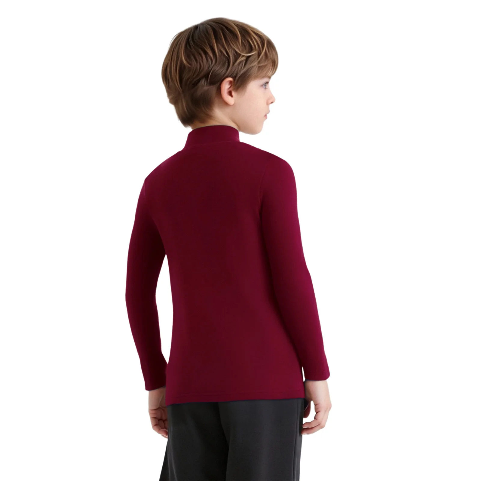 Top termici per bambini e ragazzi, camicia che tocca il fondo, intimo, collo a lupetto, manica lunga, tinta unita, pullover per la pratica della danza classica