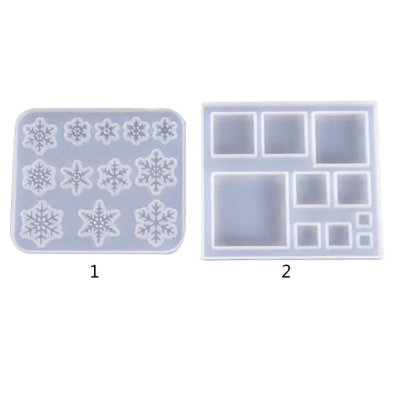 Snowflake/Square Shape Silicone Mold Epoxy Resin Crafts Casting Mold for DIY Craft Keychain Pendants Bag Charm Gift Tags