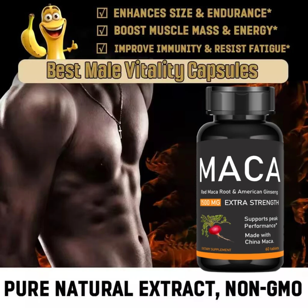 Organic Maca -60 Tablets PeruvianMaca Root Gelatinized 100% Pure Non-GMo supports Reproductive HealthNatural Energizer-600mg