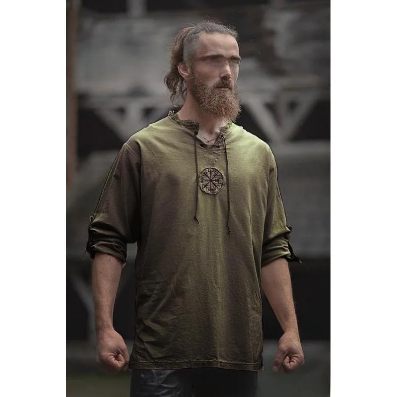 

Мужская хлопково-льняная одежда большого размера Long Sve с вышивкой, повседневная однотонная молодежная внутренняя одежда от Fem