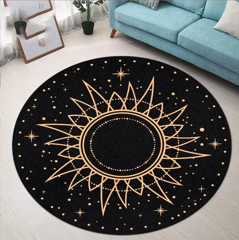 Celestial Sun  Mat Gothic Sun Stars  Punk Rock Goth Mat Halloween  Mat,Witch Room  Mat Starry Sky  Rug
