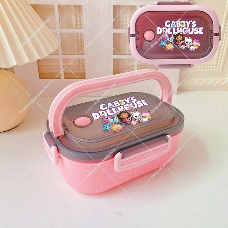 

Gabby Dollhouses Double-layer Lunch Boxs Girl Boy Portable Compartment Fruit Food Boxs Microwave Lunch Box Picnic Fresh Box Gift