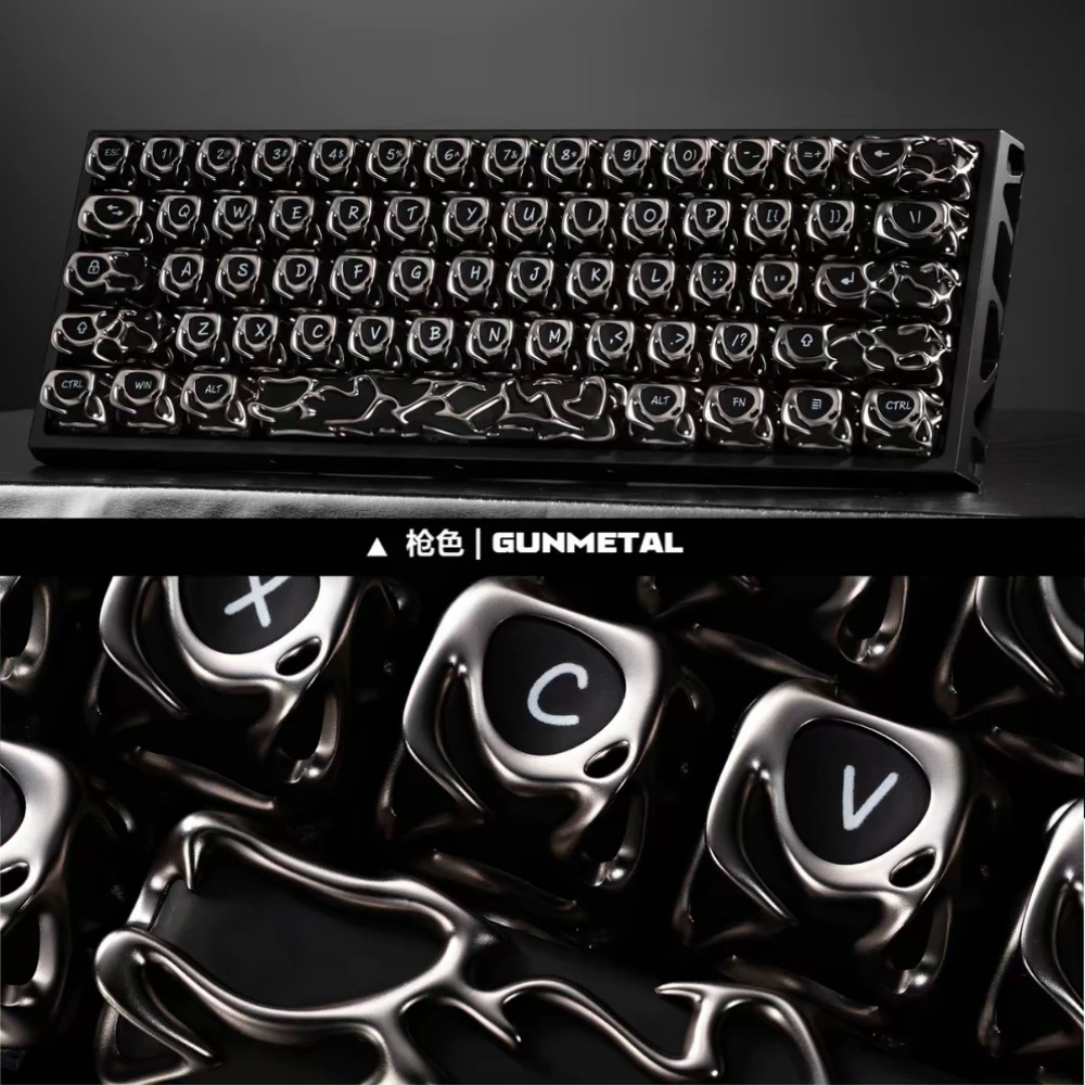 

XVX Liquid Metal Texture Keycap PBT/PC Custom Electroplating Process Keyboard Cap Cherry Profile KeyCap for Mechanical Keyboard