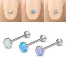 1pc Opal Blue Tongue Piercing Barbell Stainless Stee Bar Screw Tongue Stud Nipple Ring Women Men Retainer Sexy Body Jewelry 14G