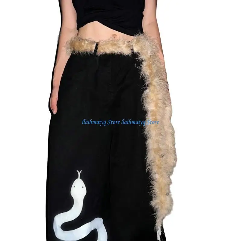 

573B Soft Plush Belt 2 Yards Length Feathered Scarf For Street Dance Accessory