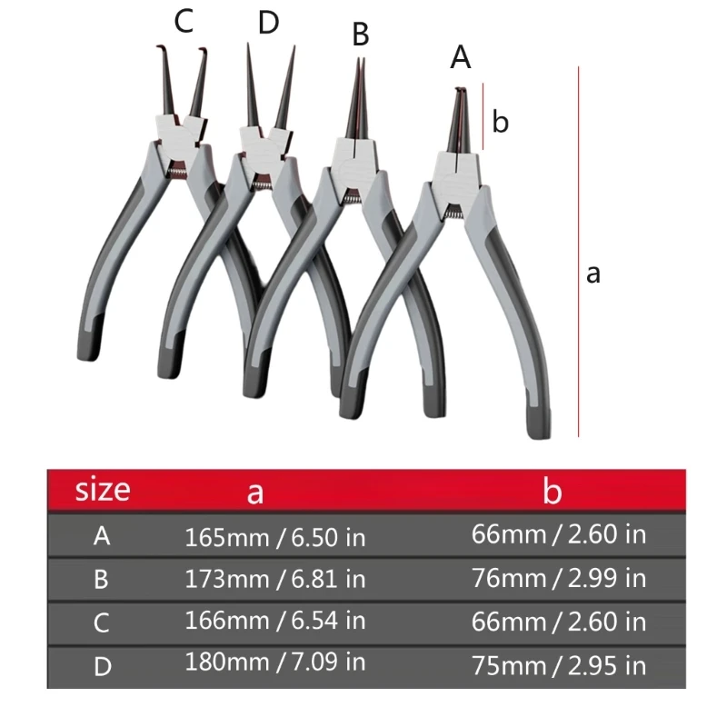 แหวนสแน็ปที่แม่นยำคีมชุด 4 ชิ้น Heavy Duty เครื่องมือสำหรับภายใน/ภายนอกวงแหวน,ERGONOMIC Handle, สูงคาร์บอน Drop Shipping