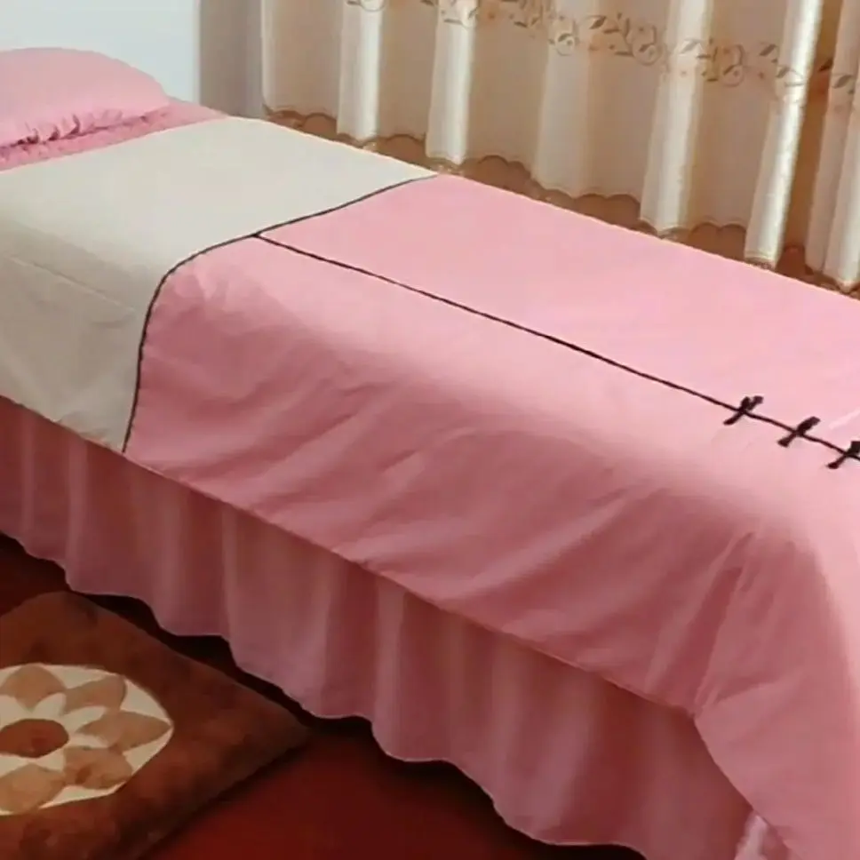 4pcs/set Beddings Chinese style Tuina Beauty Salon Bedding Sets Massage Therapy Spa Bedskirt Stoolcover Pillowcase Duvet Cover