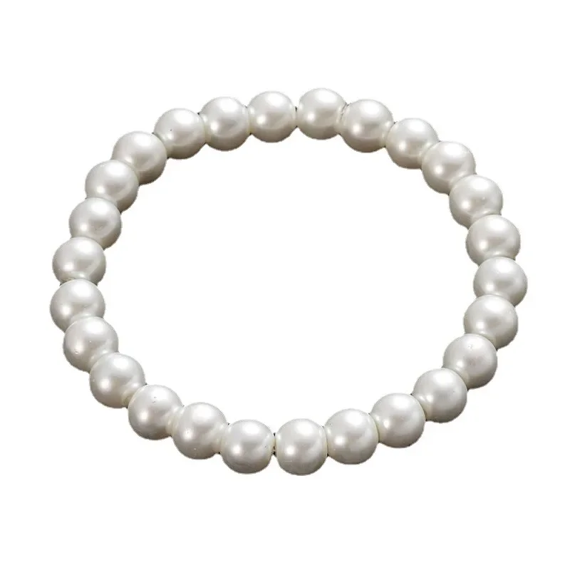 Simple Retro Imitation Pearls Bracelet for Women Stretch Acrylic Bead Men Bracelet Fashion Party Jewelry Pearl Wristband Gift