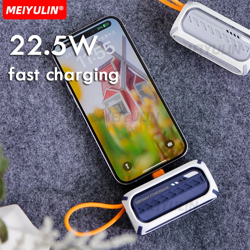 5000mah přenosné mini mala energie banka build-in kabel type-c externí náhradních baterie malý rychle nabíječka pro iPhone Samsung Xiaomi