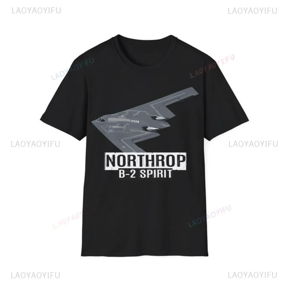 تي شيرت قطني من Northrop B2 Spirit Bomber طائرة عسكرية صورة فعلية للطائرات هدية طيران تاريخية عشاق عسكريين