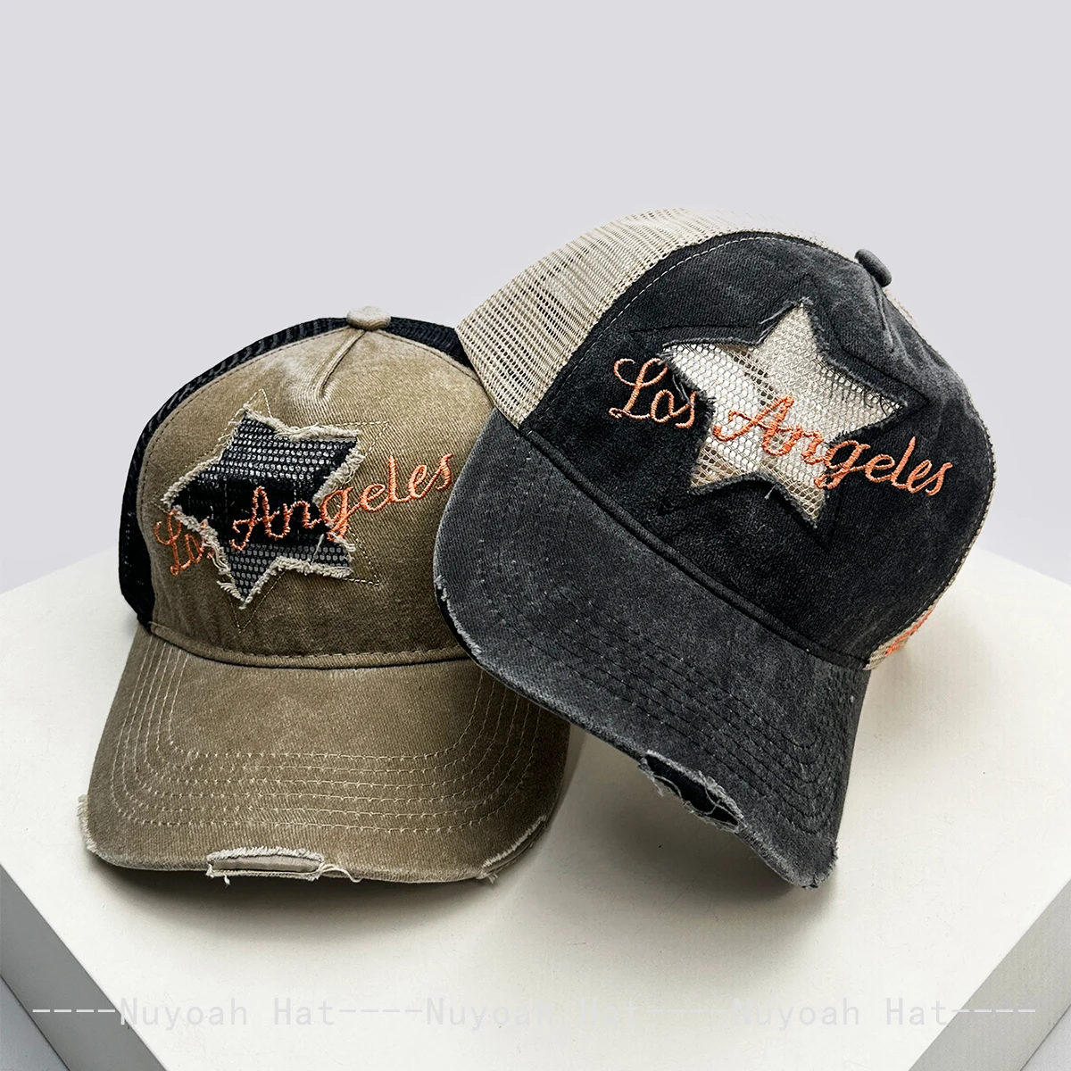 New Men Women Street Star Embroidered Letters Baseball Hats Sunshade Broken Versatile Outdoor Trucker Caps Mesh Fashion Personal