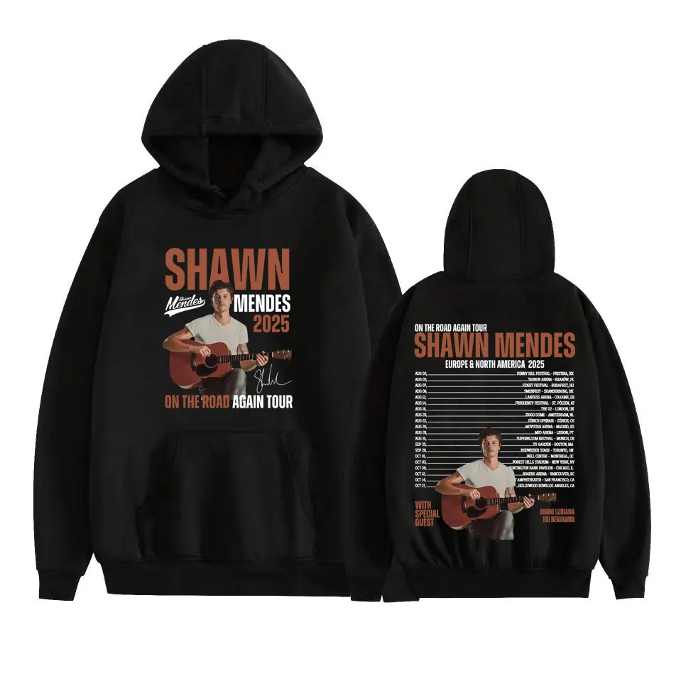 

Толстовка с капюшоном Shawn Mendes on The Road Again Tour 2025 для мужчин и женщин в стиле Харадзюку, толстовка в стиле хип-хоп, панк, повседневные уютные пуловеры большого размера
