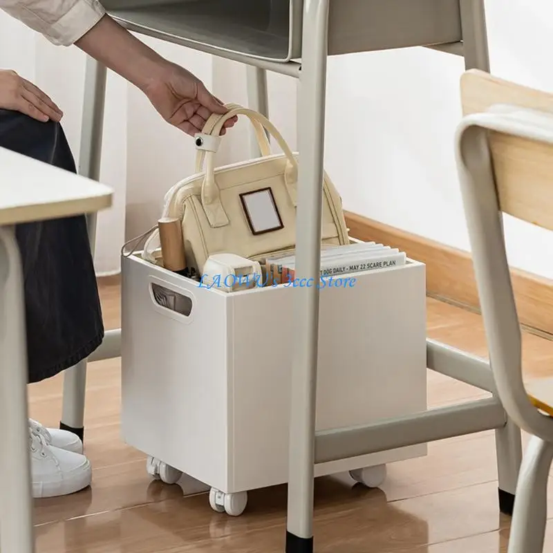 Y8AD Book Storage Box with Pulley File Large Capacity Storage Basket