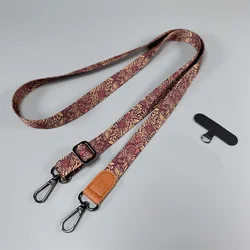 Universal Retro Plant Crossbody Long Cellphone Lanyard  Anti-lost Hanging Neck Rope Mobile Phone Straps for Keys ID Badge Holder