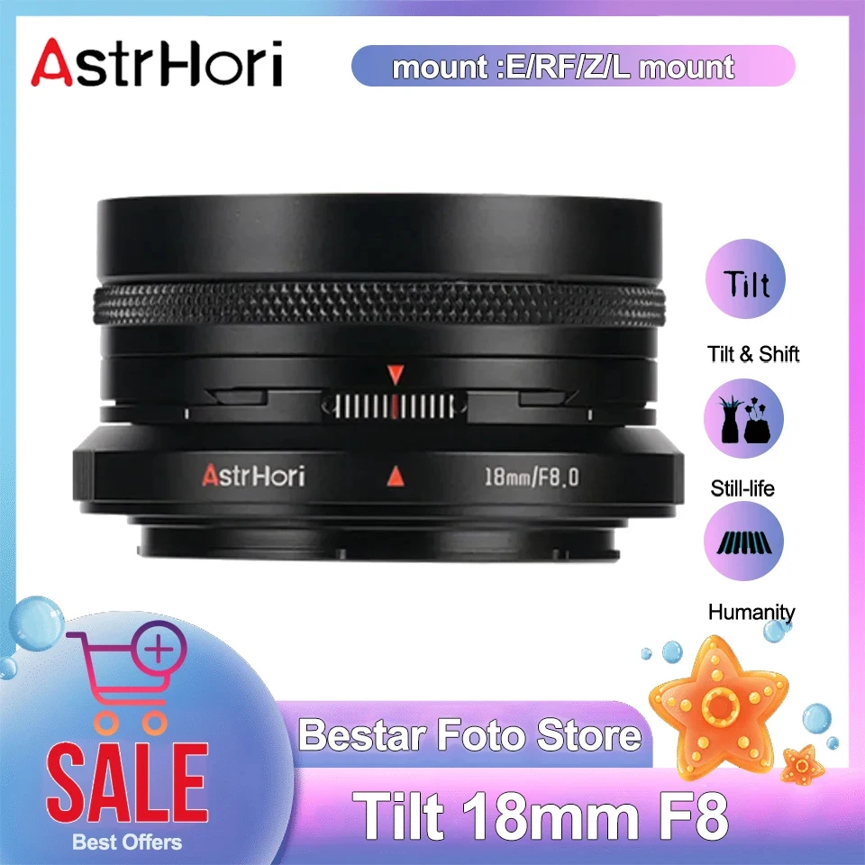 AstrHori 18mm F8 Tilt&Shift Full Frame Wide Angle APS-C Camera Lens Compact&Lightweight for Sony A7III Nikon Z50 Canon R6