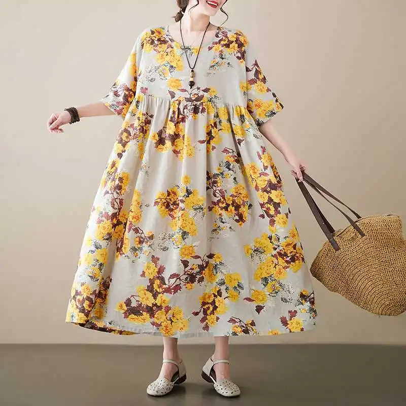 

Loose Plus Size Women's Floral Print Long Dress