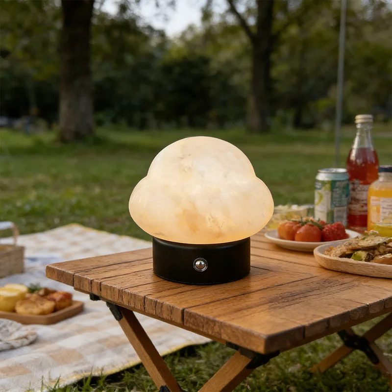 Handcarved Stone Cloud Desk Lamp Contemporary Portable USB Rechargeable Warm Glow Bedroom Camping Garden Bedside Lighting Lights