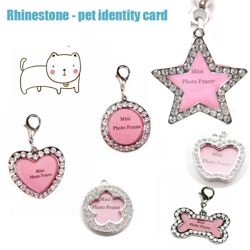 Silver Bone Dog Collar Pendant Necklace Decorated Pet Dog Information Board Hand Writing Tag Pet Accessories