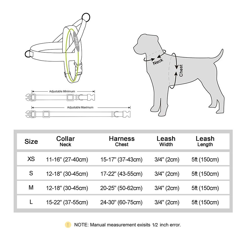 Conjunto de arnês e trela de nylon, colete de cachorro de couro, cinta para cães pequenos, médios e grandes, buldogue francês