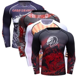 Koszulka Jujitsu Rashguard bokserska Bjj Rashguard dla zawodników Mma sublimowana koszulka Jiu Jitsu Gi kompresyjna odzież odzież do ćwiczeń Muay Thai