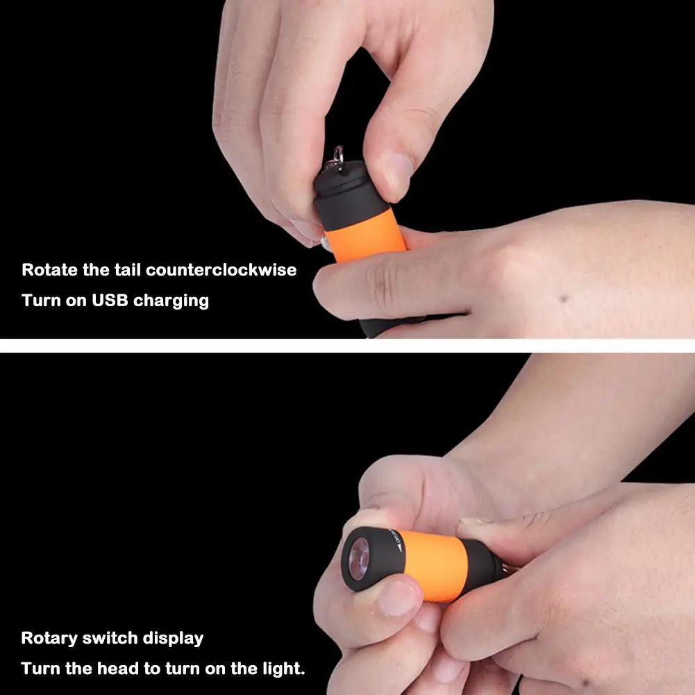 LED Micro Pocket Flashlight Portable USB Rechargeable Keychain Flashlight Waterproof Home Outdoor Hiking Camping Flashlight view 4