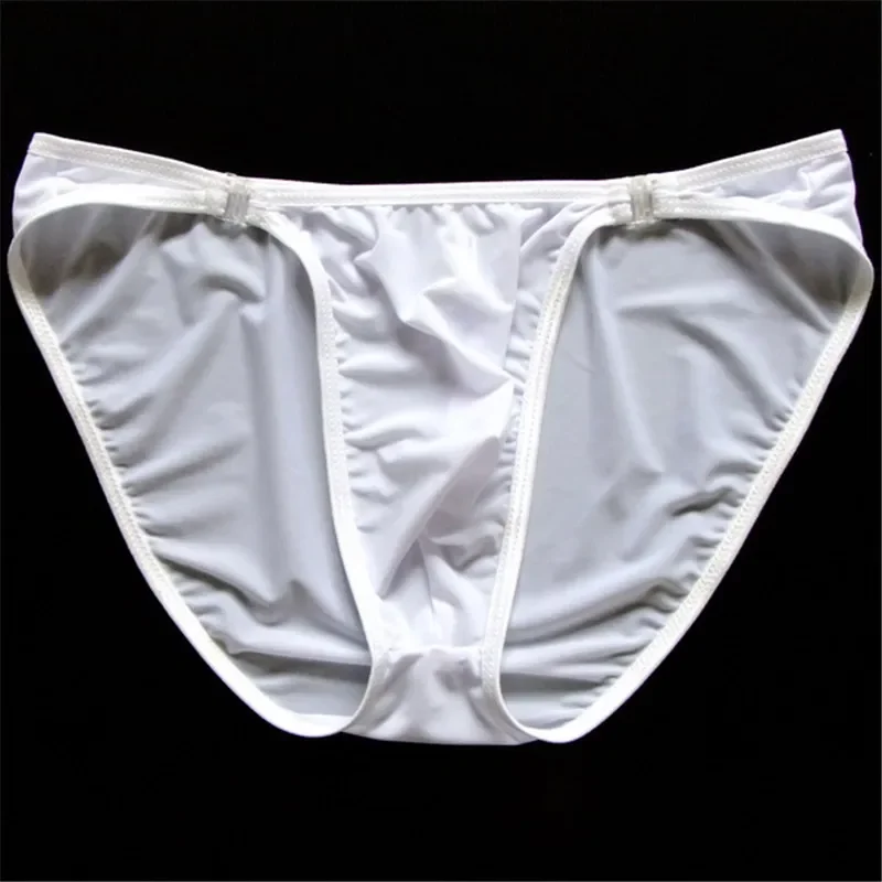 Mens Swim Thong Soft Ice Silk Bikini Briefs Low Rise Male Sexy Transparent Panties Underpant Underwear Sunbath Beach waterPool