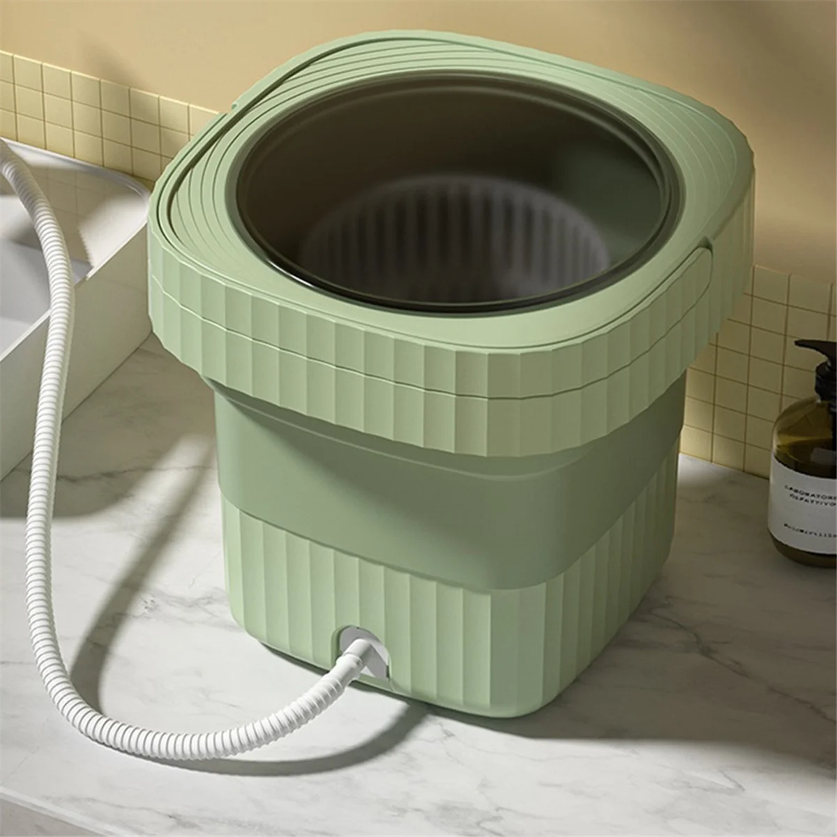 

A66I Folding Washing Machine Portable Small Washing Machine Mini Underwear Cleaning Machine Green US Plug