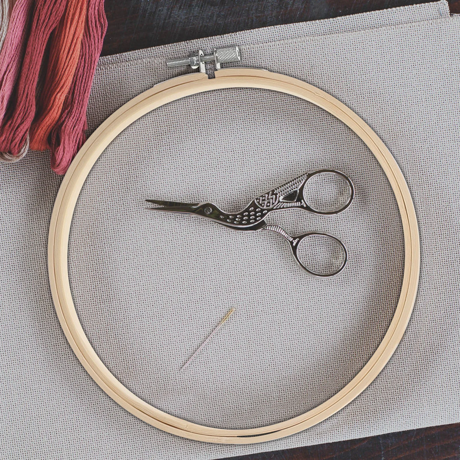 

6Pcs Bamboo Embroidery Hoops Set Various Sizes Smooth Surface Durable for Cross Stitch Crafting Sewing Hoops Embroidery Frame